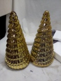 set of 2 gold tree tabletop decorations