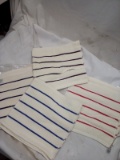set of 12 stripped washcloths, blue, red, brown, black