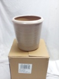 Brown ceramic vase 8in dia, 9in tall