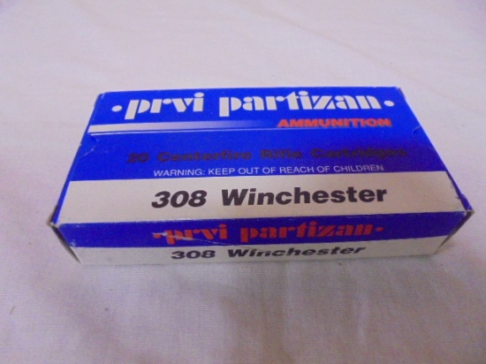 20 Round Box of PRV Partizan 308 Winchester Centerfire Cartridges