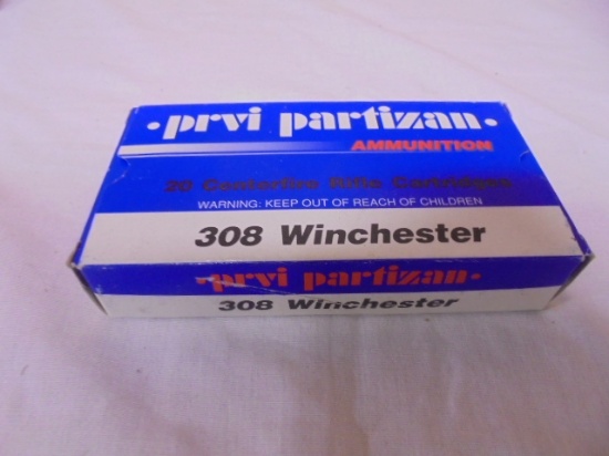 20 Round Box of PRV Partizan 308 Winchester Centerfire Cartridges