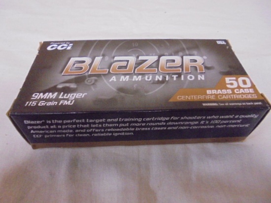 50 Round Box of CCI Blazer 9mm Luger Centerfire Cartridges
