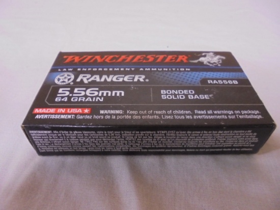 20 Round Box of Winchester Ranger 5.56mm Centerfire Cartridges