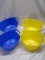 Old East Main Large Storage Tubs. Color: Blue & Yellow. Qty 4.