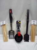 Grill Kit. Basting Brush w/ Cup, Spatula, Grill Brush, & 100 Bamboo Skewers.