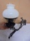 Vintage Cast Iron Wall Mount Hurricane Lamp w/ Glass Shade
