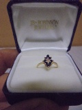 Ladies 10kt Gold,Sapphire& Diamond Chip Ring