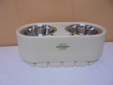 Store-N-Feed Elevated Pet Dish w/ 2 Stainless Steel Bowls