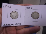 1903 & 1905 Silver Barber Dimes