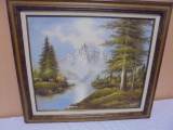 Beautiful Mountain Scene Oil Painting on Canvas