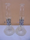 2Matching Miniature Glass Oil Lamps