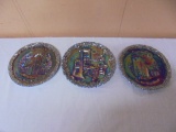 Set of 3 Fenton Purple Iridescent Carnival Glass Plates