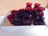 Large Group of Assorted Ruby Glass Pieces