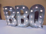 Galvinized Metal Lighted BBQ Sign