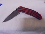 Red & Black Handled Lockblade Knife