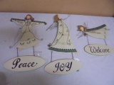 3pc Group of Painted Wooden Angel Wall Décor