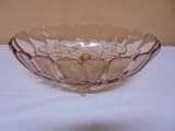 Vintage Indiana Glass Oval Pink Frosted Fruit Bowl