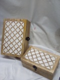 Set of 2 decorative stackable boxes, largest box is 11.75in x7.75in x 4.75in