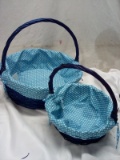 Blue Easter Baskets Large & Small With Liners. Qty 2.