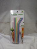 Biosmart Reusable Silicone Straws w/ Cleaning Brush. 6 Pack.