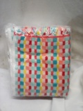 Pioneer Woman Hand Towels. Dotted Stripe Teal & Pink. Pack of 4