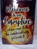 Qty 1 Welcome to our camp fire metal sign
