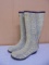 Brand New Pair of Ladies Bear Paw Snake Print Rubber Boots