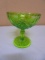 Beautiful Green Iridescent Carnival Glass Pedistal Bowl