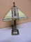 Beautiful Metal Base Leaded Stained Glass Shade Table Lamp