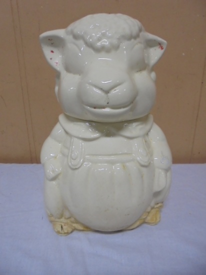 Vintage AS CO Lamb in Overalls Cookie Jar