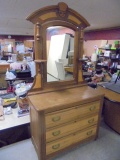 Antique 3 Drawer Dresser w/ Mirror w/ Oil Lamp Holders