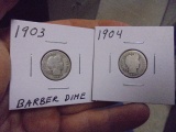 1903 & 1904 Silver Barber Dimes