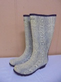 Brand New Pair of Ladies Bear Paw Snake Print Rubber Boots