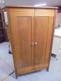 Antique Oak Double Door Cabinet w/ Shelves