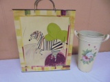 Painted Metal Shopping Bag Décor & Metal Painted Double Handled Vase