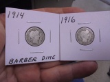 1914 & 1916 Silver Barber Dimes