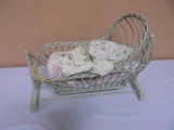Antique Wood & Wicker Doll Cradle