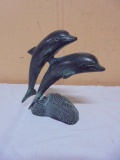 Beautiful Metal Double Dolphin Figurine