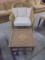 Wicker Chair w/ Cushion & Accent Pillows & Wicker Side Table