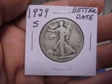 1929 S Mint Silver Walking Liberty Half Dollar