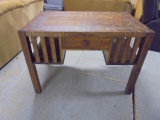 Antique Mission Style Oak Library Table w/ Drawer