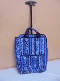 Blue Floral Print Rolling Bag
