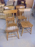 Set of 4 Antique Plank Bottom Chairs