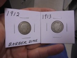 1912 & 1913 Silver Barber Dime