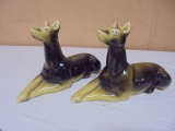 Set of Vintage Glazed Pottery Doberman Pincher Dogs
