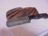 Custom Made Damascus Blade Knife w/ Leather Sheaf