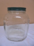 Large Antique Glass Jar w/ Metal Lid