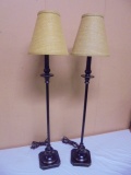 2 Matching Beautiful Candle Stick Table Lamps