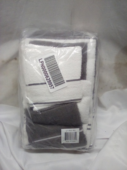 Gray & White Striped Towel Set. Bath Towels, Hand Towels, & Washcloths.
