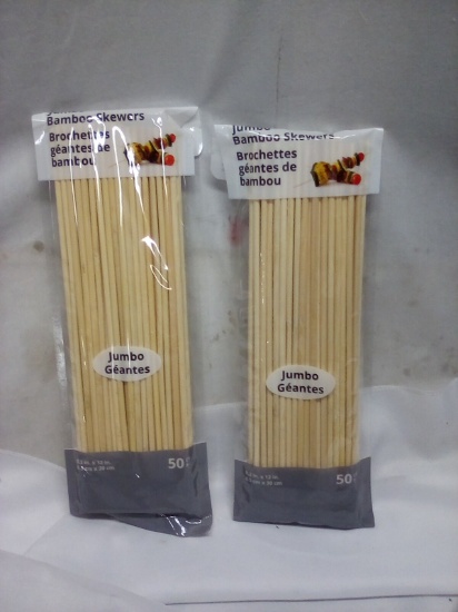 Culinary Elements Jumbo Bamboo Skewers. Qty 2- 50 Count Packs.